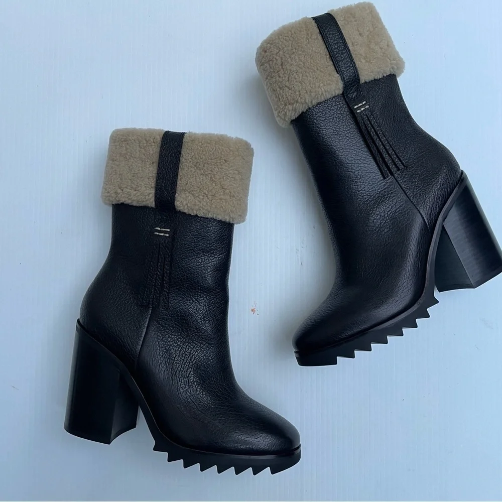 Paige Whitney Shearling Lined Boot in Black NEW
